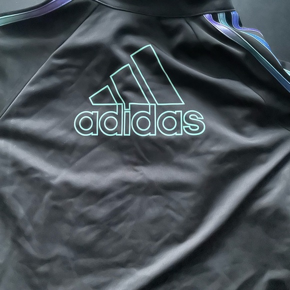Adidas Black Track Zip-Up Jacket with Striped Accents - Picture 6 of 6